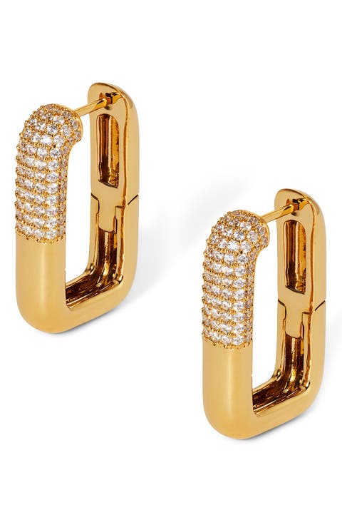 Alma Pavé Square Hoop Earrings