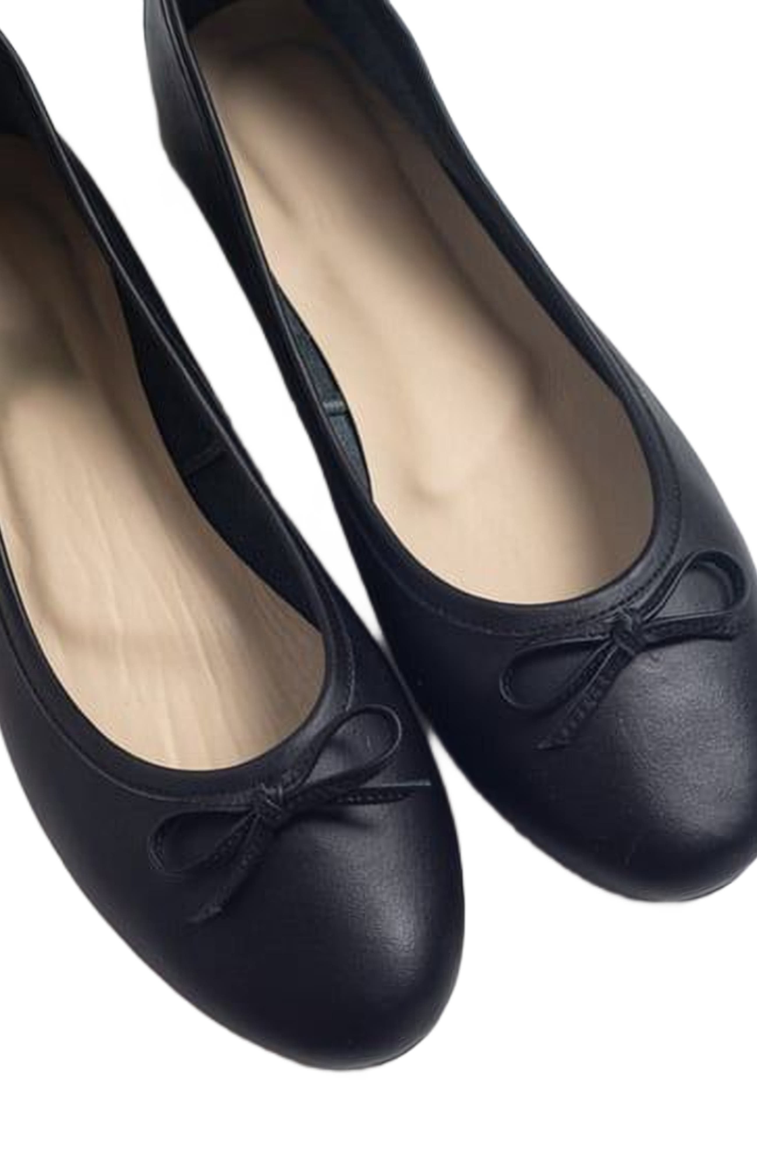 Forever & Always Shoes Florence Leather Ballerina Flats, Alternate, color, Black Leather
