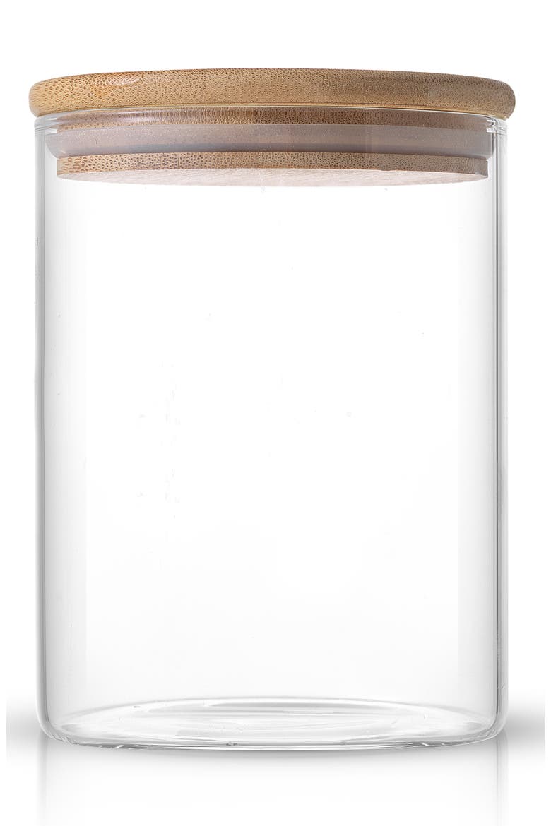 Set of 6 Multisize Glass Jars with Airtight Bamboo Lids, Alternate, color, CLEAR