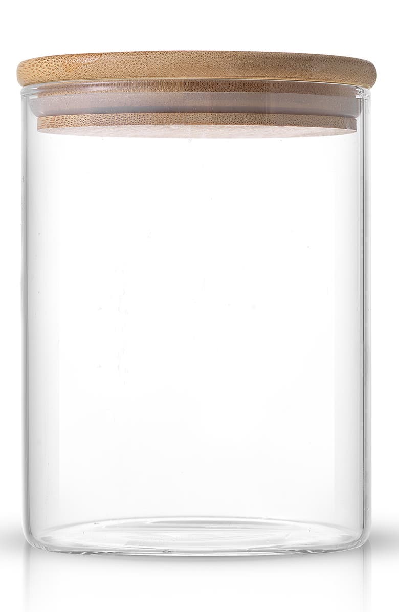 JoyJolt Set of 6 Multisize Glass Jars with Airtight Bamboo Lids, Alternate, color, Clear