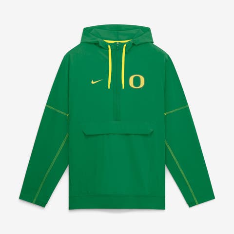 Men's Nike Green Oregon Ducks 2026 Sideline Anorak Half-Zip Hooded Jacket