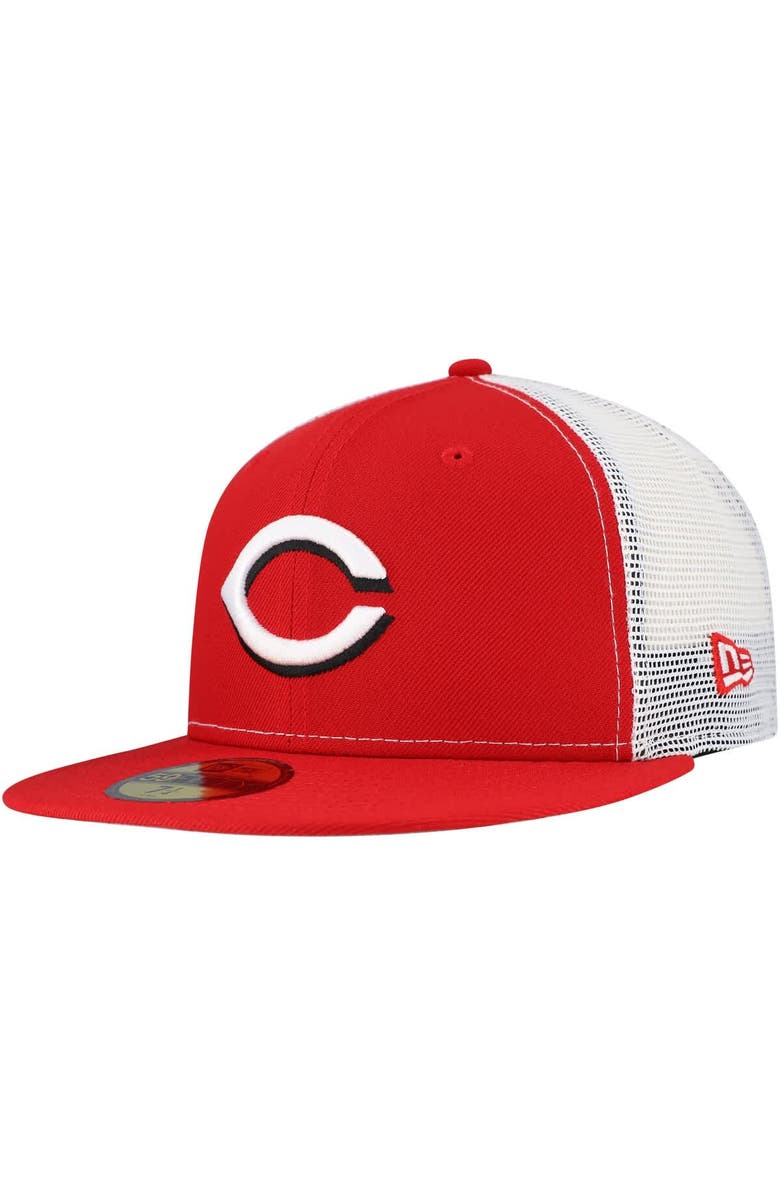 New Era Men's New Era Red Cincinnati Reds Team Color 59FIFTY Trucker Fitted Hat, Main, color, Red
