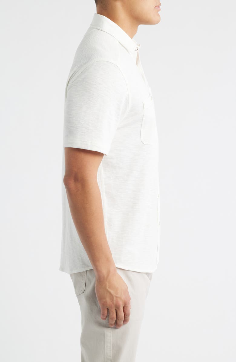 Johnston & Murphy Riley Short Sleeve Knit Button-Up Shirt, Alternate, color, White