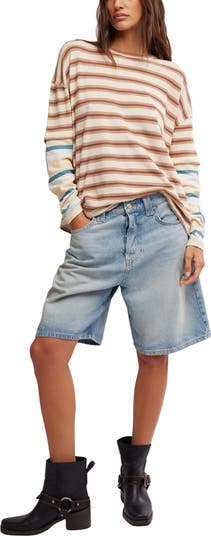 Nina Stripe Layered Long Sleeve Cotton T-Shirt