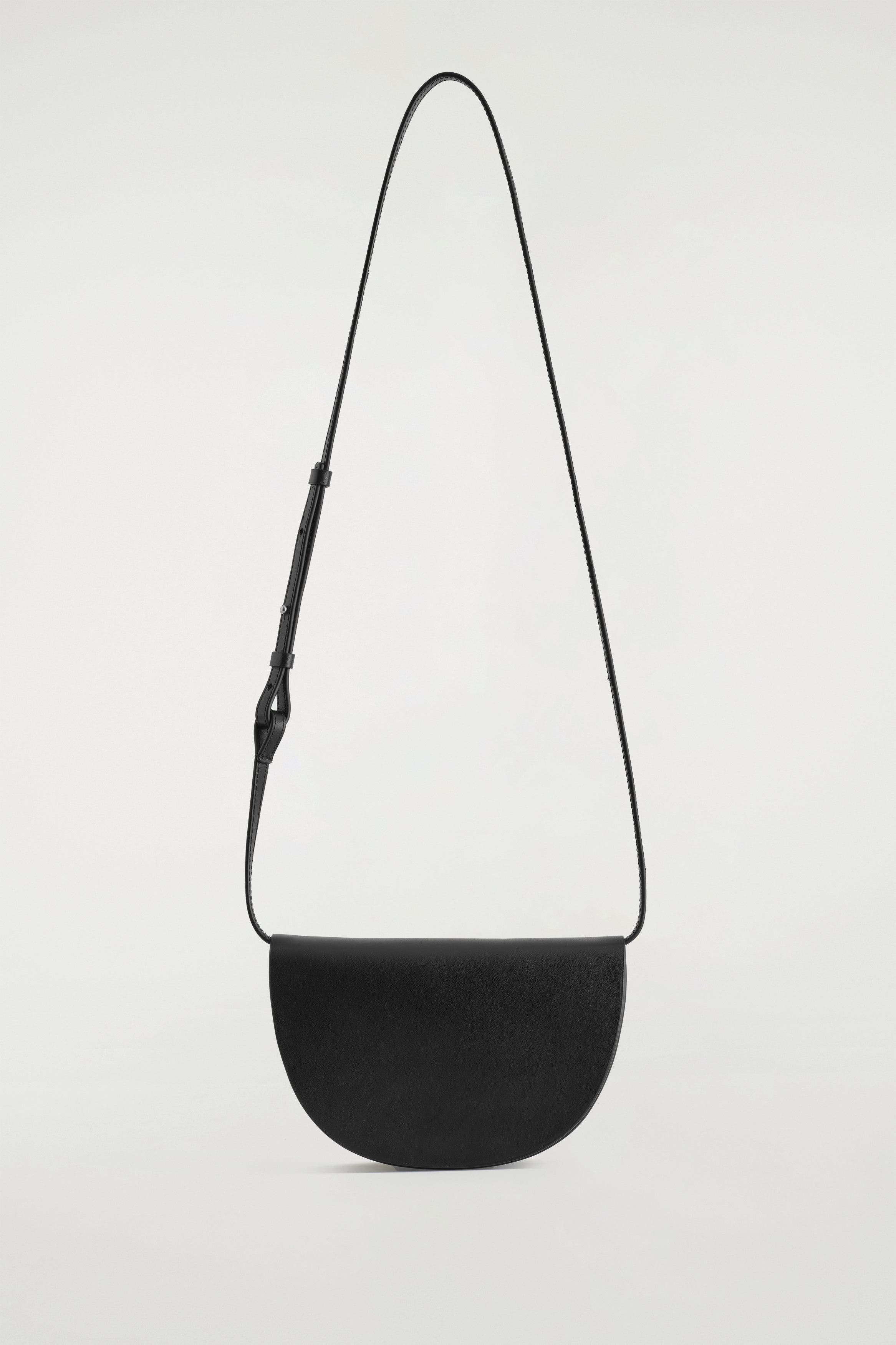 COS Curved Crossbody Bag - Leather, Alternate, color, Black