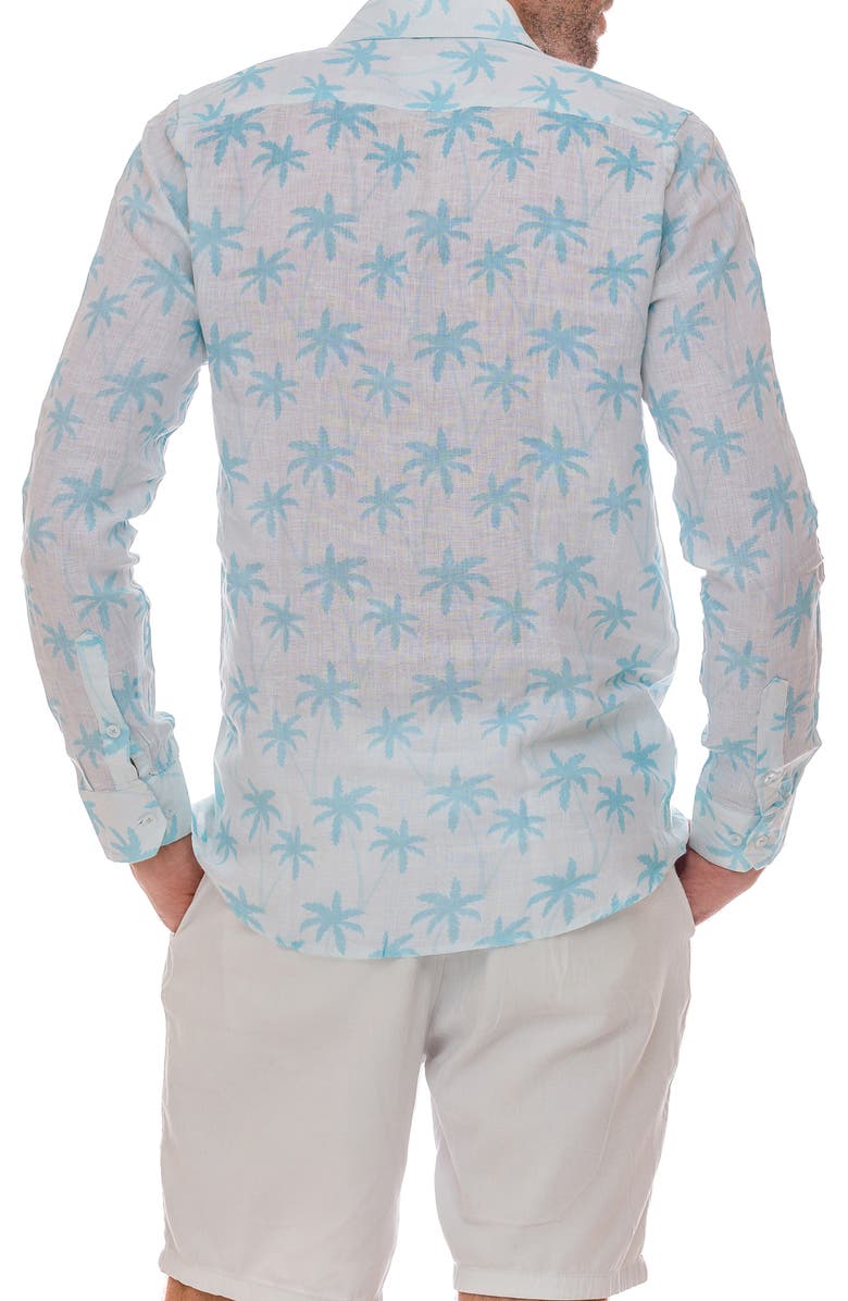 RANEES Cross Palm Linen Button-Up Shirt, Alternate, color,