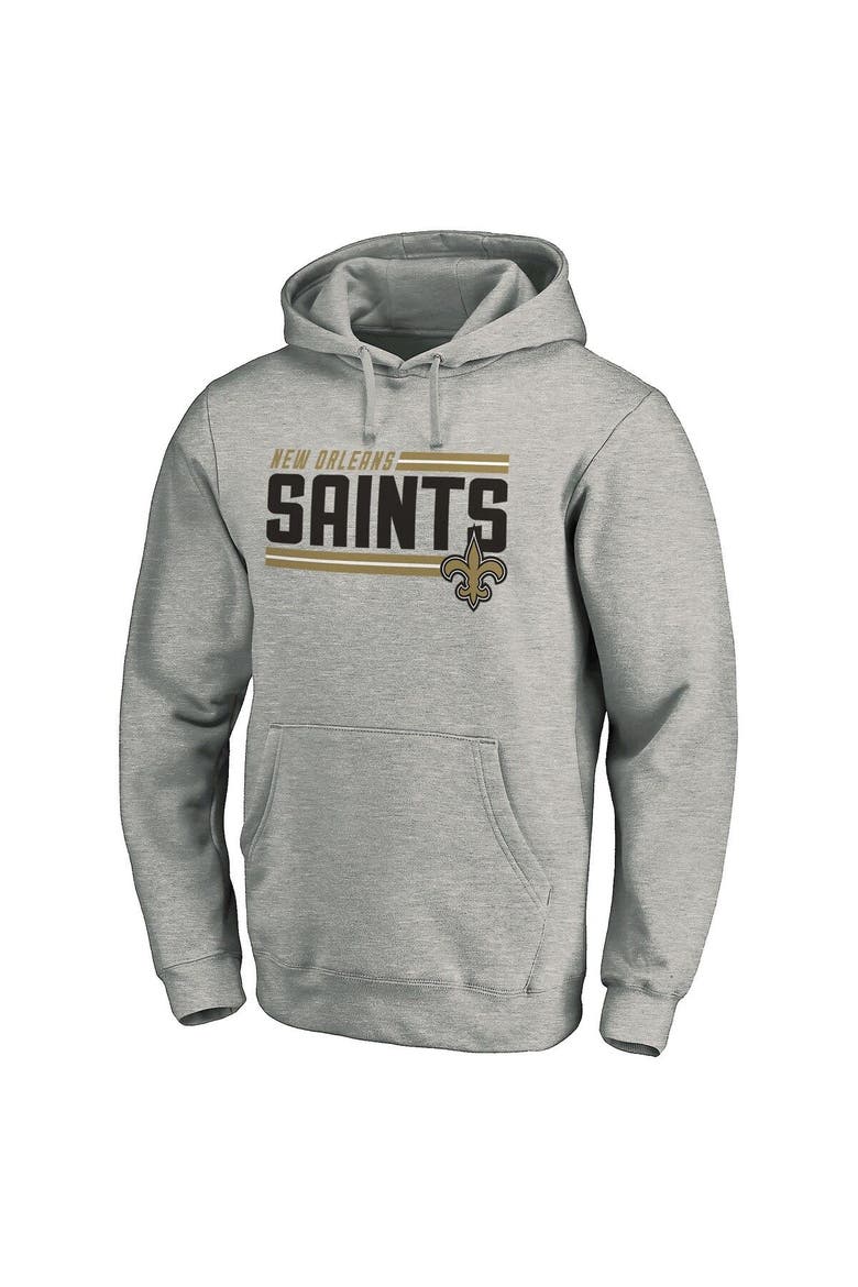 Men's Fanatics Branded Heathered Charcoal New Orleans Saints Big & Tall On Side Stripe Pullover Hoodie, Alternate, color, Heather Gray