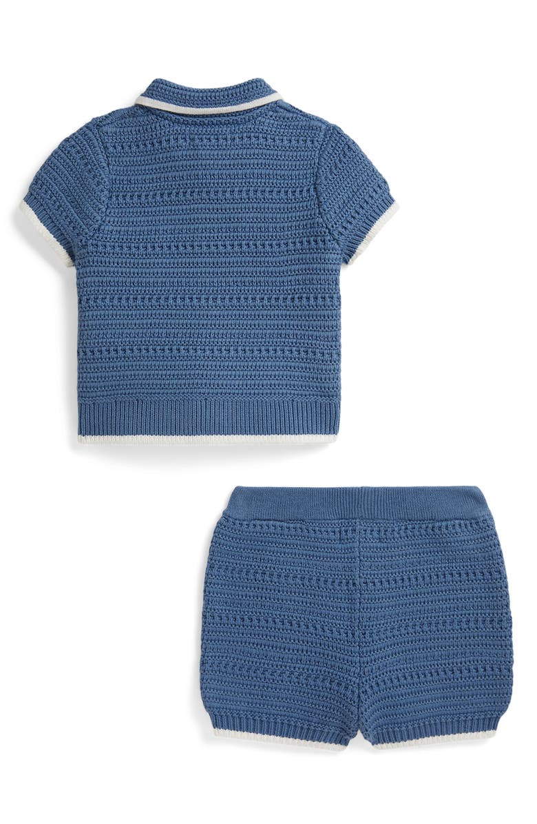 Ralph Lauren Short Sleeve Sweater & Shorts Set, Alternate, color, Vessel Blue