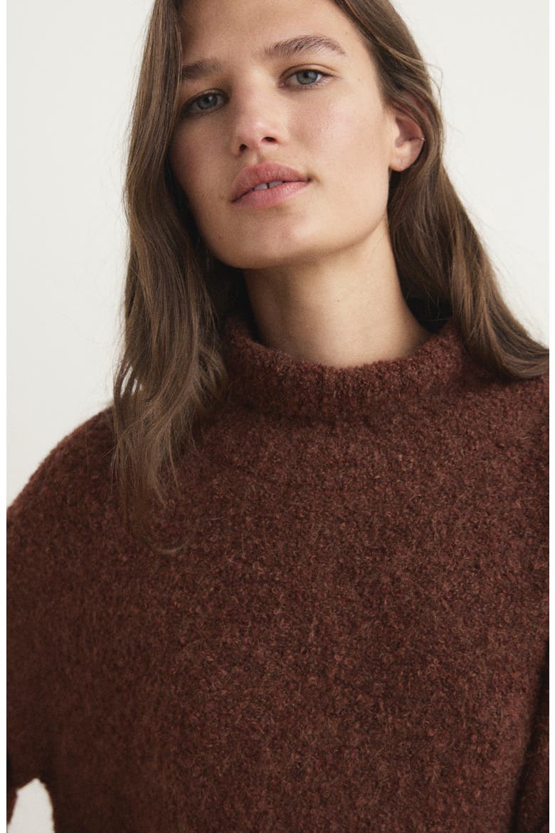 Bouclé Turtleneck Sweater, Alternate, color, COGNAC