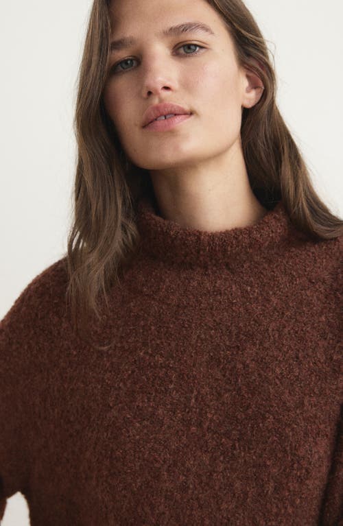 Mango Bouclé Turtleneck Sweater In Brown