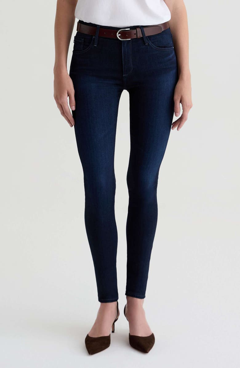 AG Farrah Mid Rise Skinny Jeans, Main, color, Blue Basin