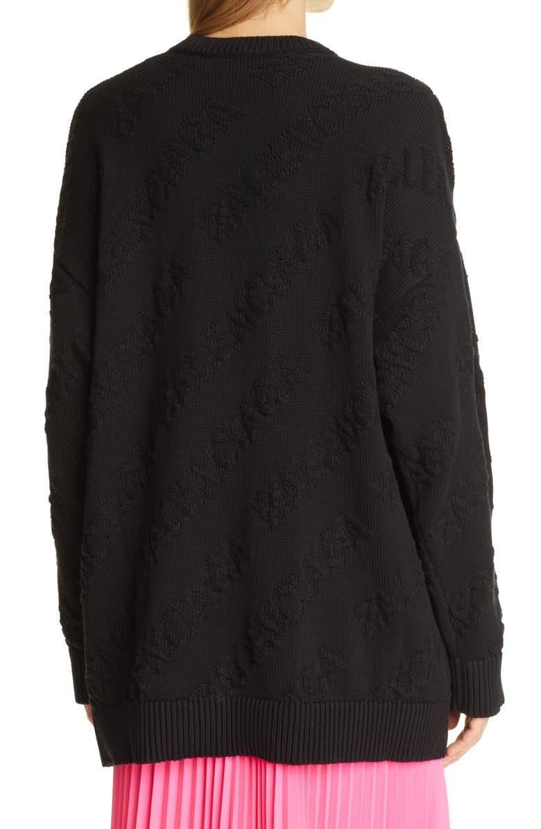 Balenciaga Tonal Logo Jacquard Cotton Sweater, Alternate, color, 