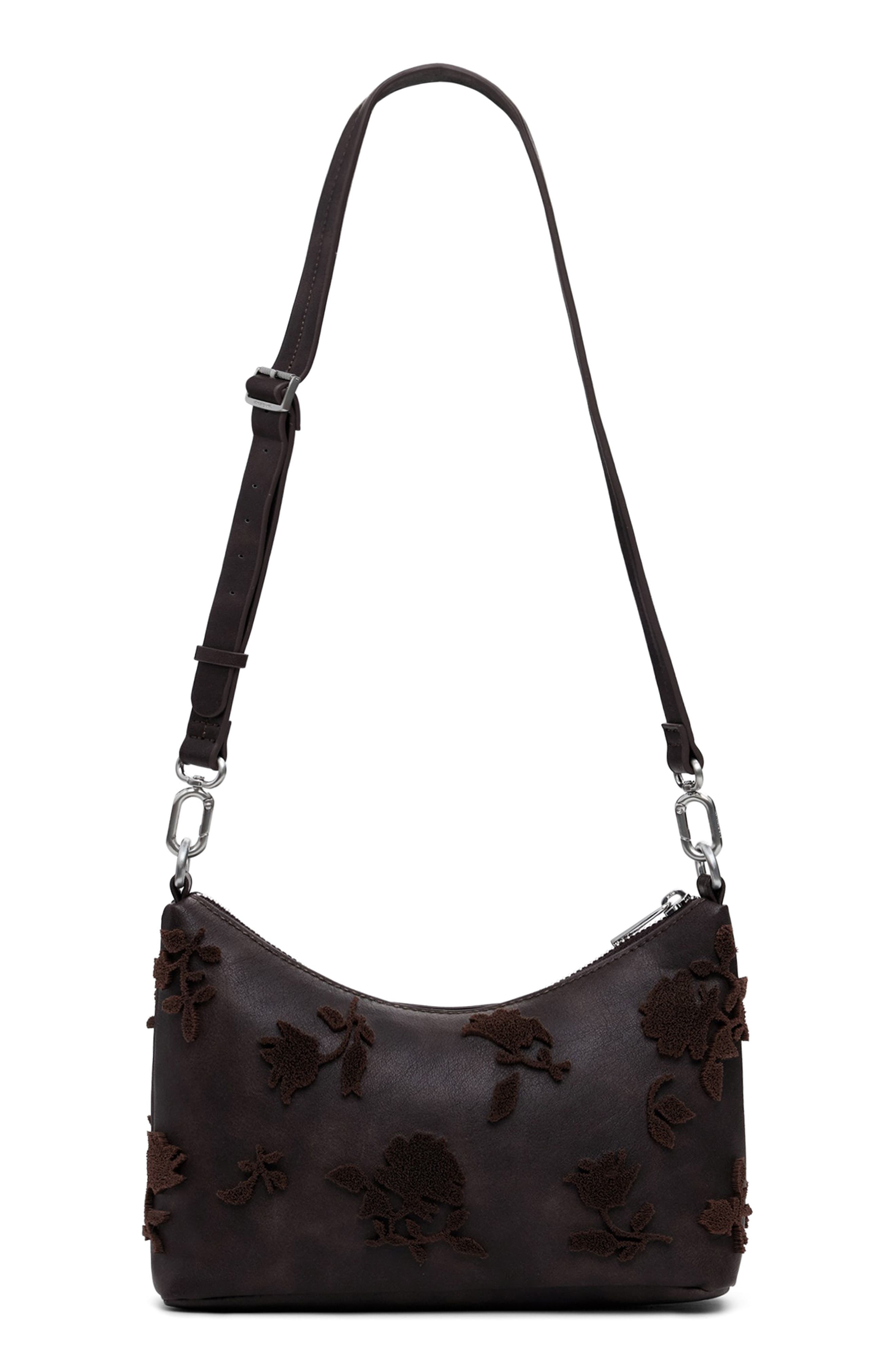 Desigual Faux Leather Shoulder Bag, Alternate, color, Dark Brown