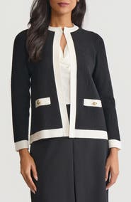 KASPER Kissing Front Rib Cardigan