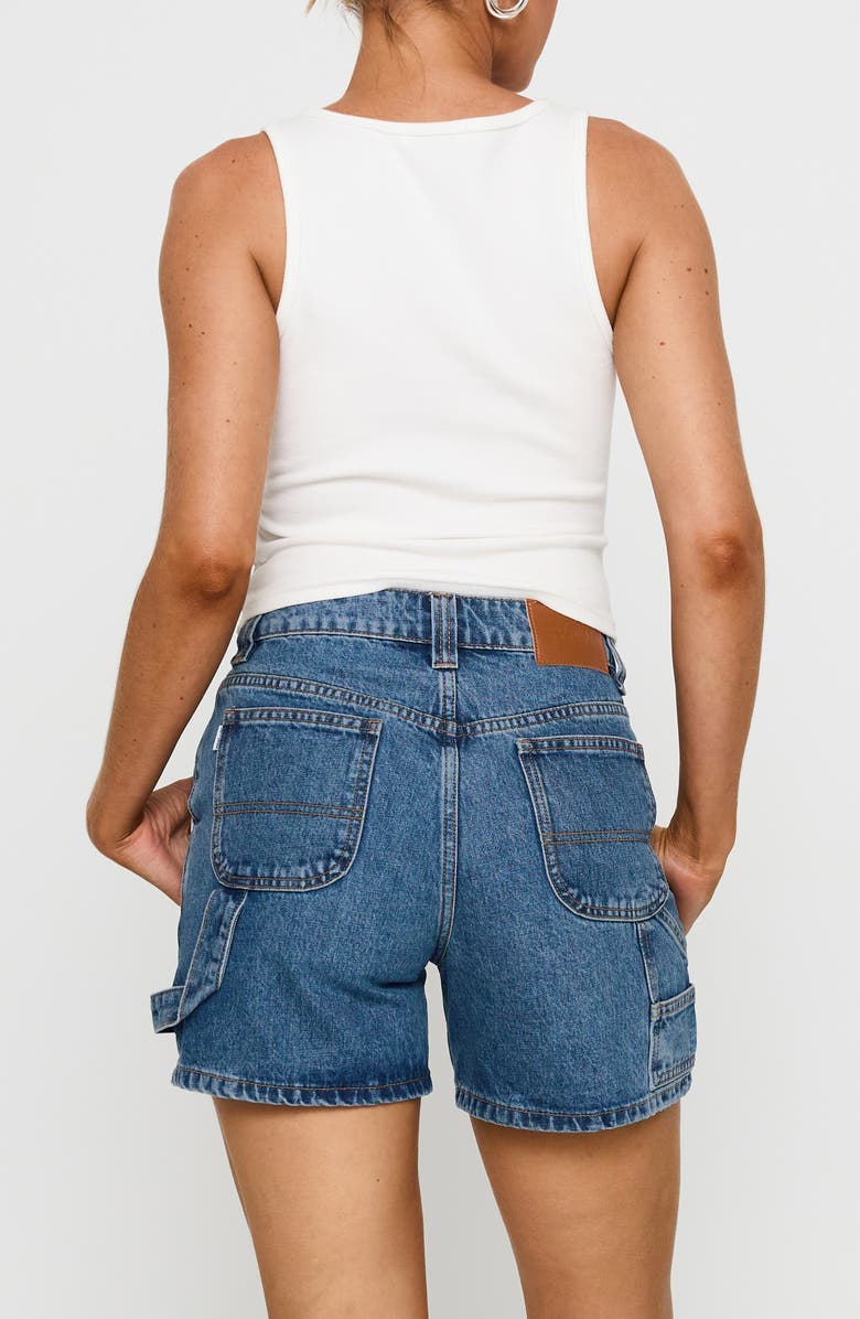 Princess Polly Lou Denim Carpenter Shorts, Alternate, color, Mid Wash