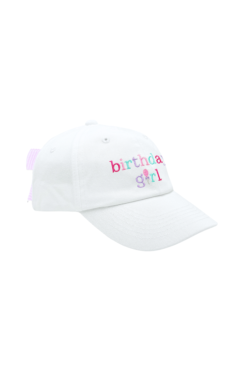 Birthday Girl Twill Bow Baseball Hat, Main, color, White