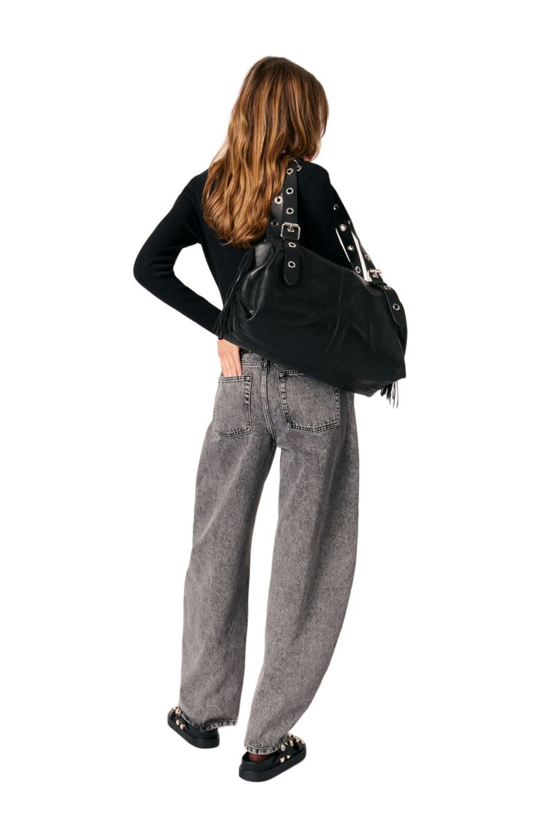 maje Low-neck rib knit sweater, Alternate, color,