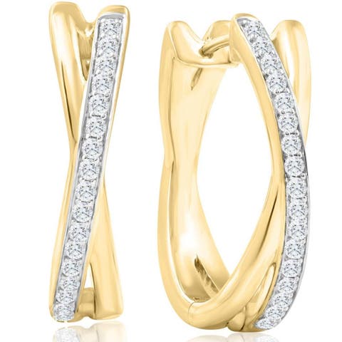 1/2Ct Diamond Hoops Gold 10grams Lab Grown 1" Tall Women's Earrings