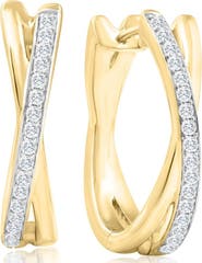 Bliss Diamond 1/2Ct Diamond Hoops Gold 10grams Lab Grown 1" Tall Women's Earrings