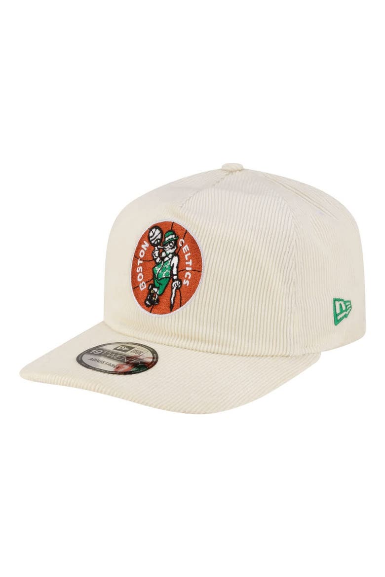 Men's New Era  White Boston Celtics 19TWENTY 80s Chrome Corduroy Adjustable Hat, Main, color, White