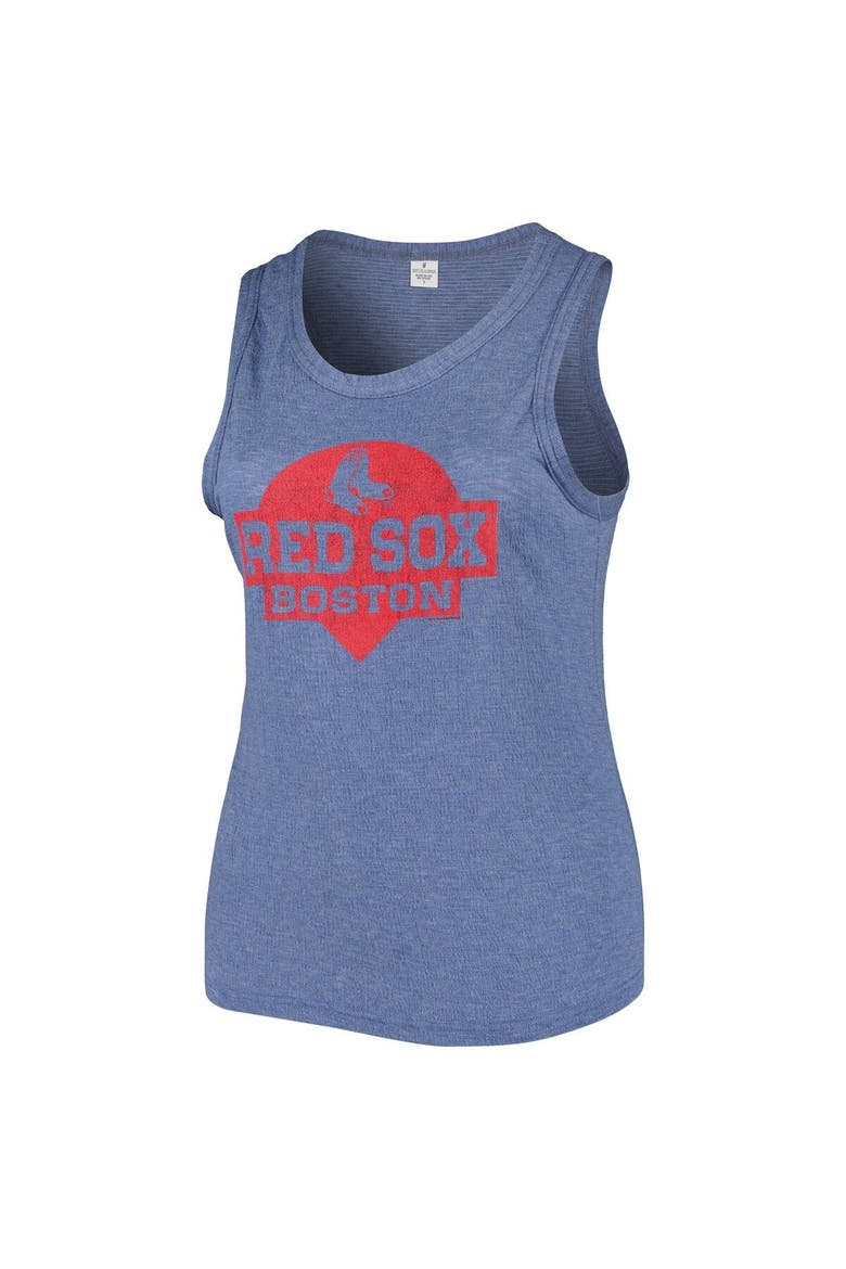 Women's Soft as a Grape Navy Boston Red Sox Plus Size High Neck Tri-Blend Tank Top, Alternate, color, Navy