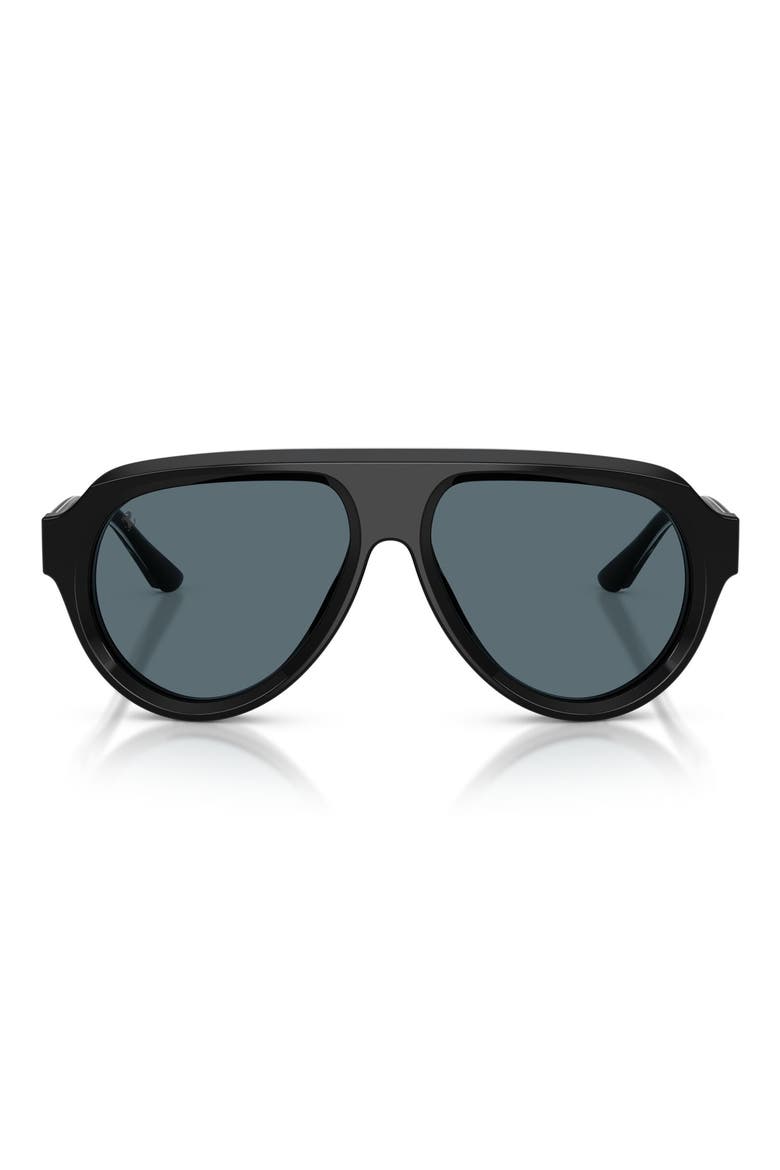 56mm Pilot Sunglasses, Main, color, SHINY BLACK / BLUE
