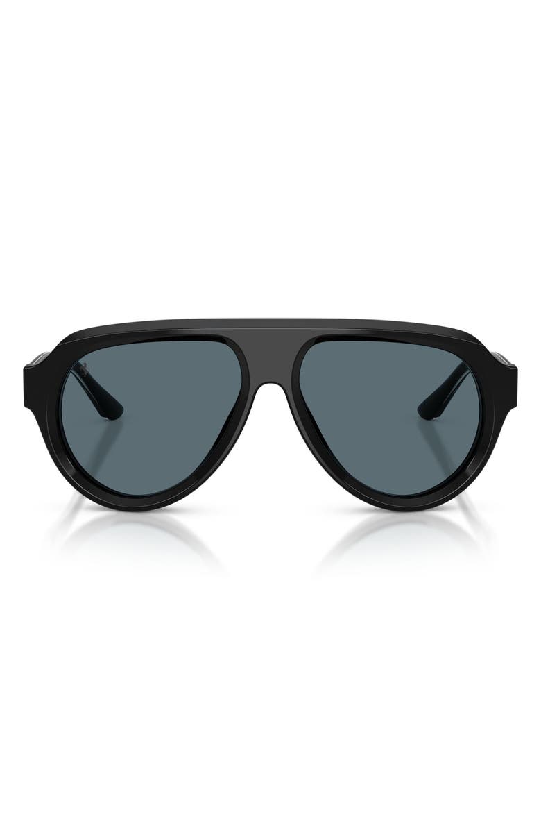 Ferrari 56mm Pilot Sunglasses, Main, color, Shiny Black / Blue