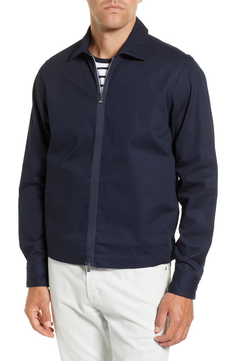 BOSS Hugo Boss Leroy Zip Front Cotton Shirt, Alternate, color,