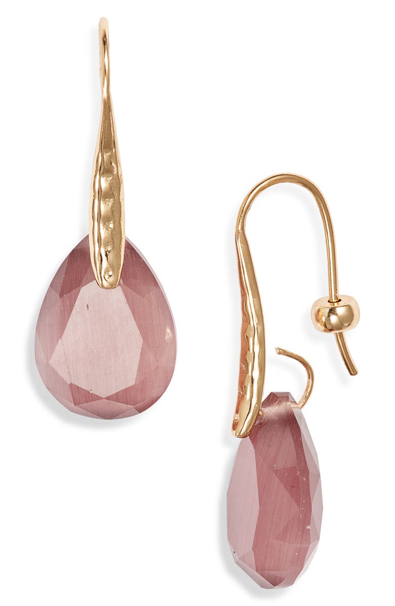 Nordstrom Teardrop Semiprecious Stone Drop Earrings, Main, color, Mauve- Gold