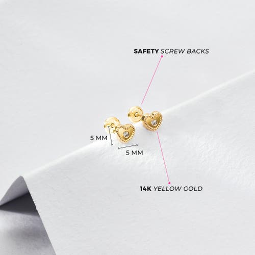 Shop In Season Jewelry 14k Centered Bezel Heart Earrings In Gold