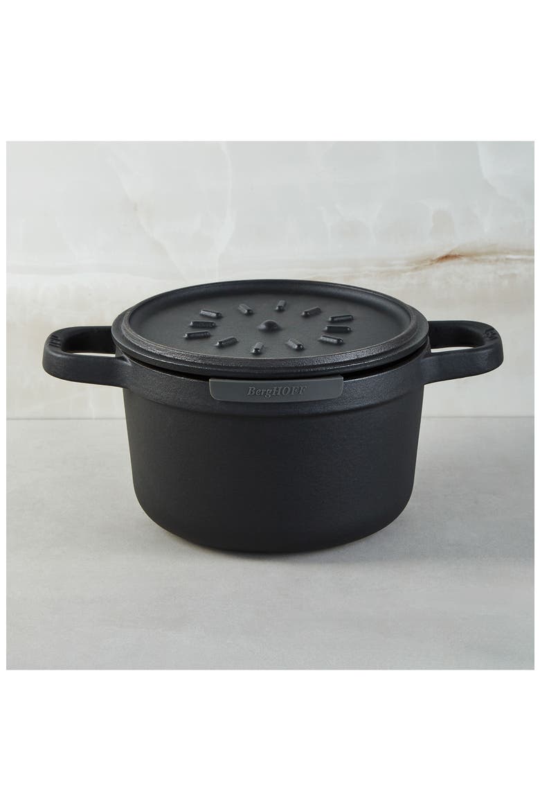 Leo Graphite Enameled Cast Iron Stockpot, Alternate, color, BLACK
