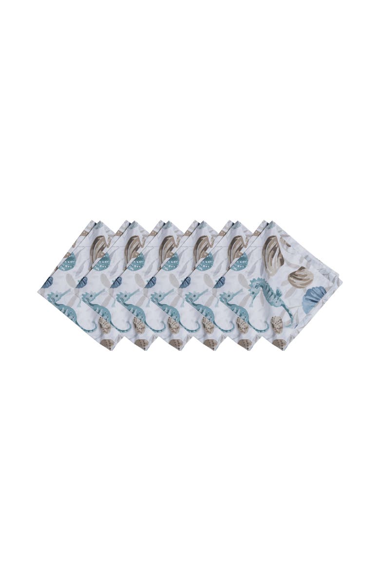 Coastal Shells Set of 6 Cloth Napkins, Main, color, Beige