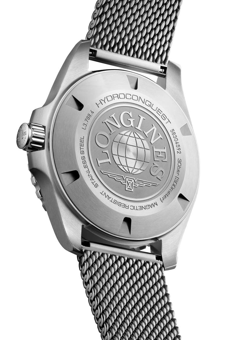 HydroConquest Automatic Mesh Strap Watch, 42mm, Alternate, color, GREY