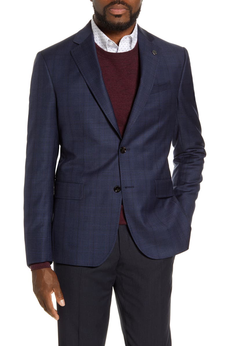 Ted Baker London Jay Trim Fit Plaid Wool Sport Coat, Main, color,
