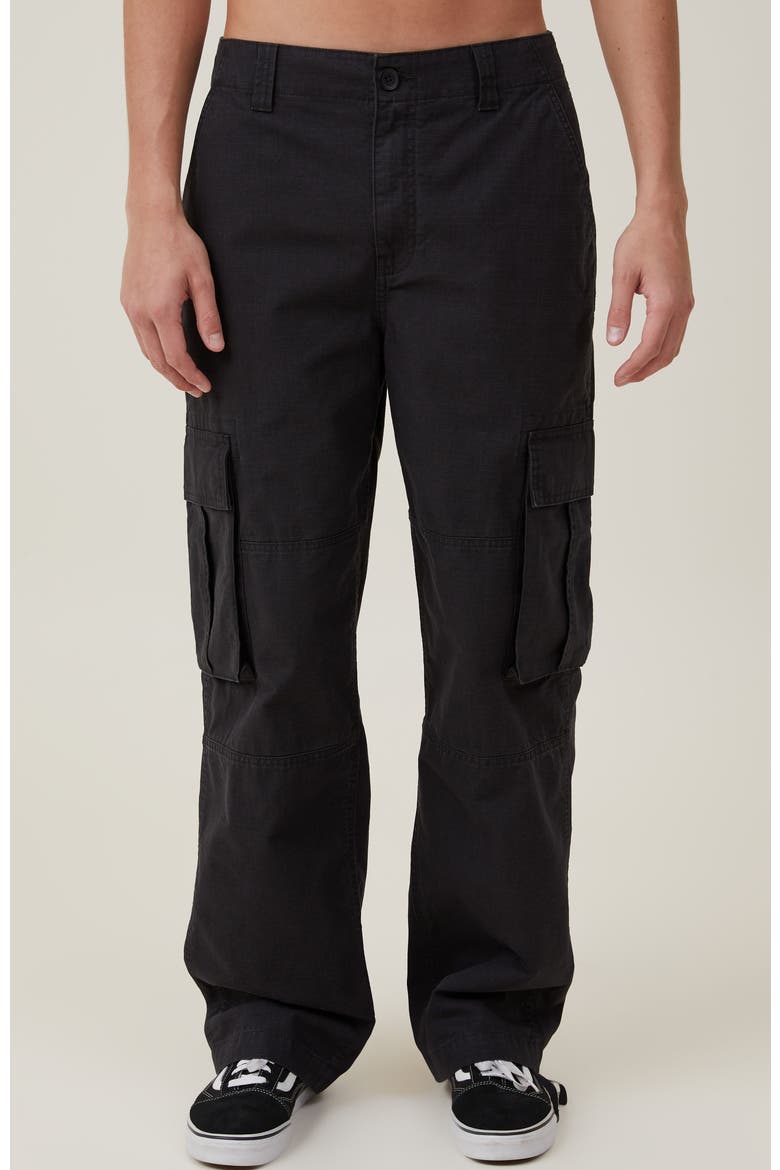 Men's Baggy Cargo Pant, Main, color, BLACK RIPSTOP