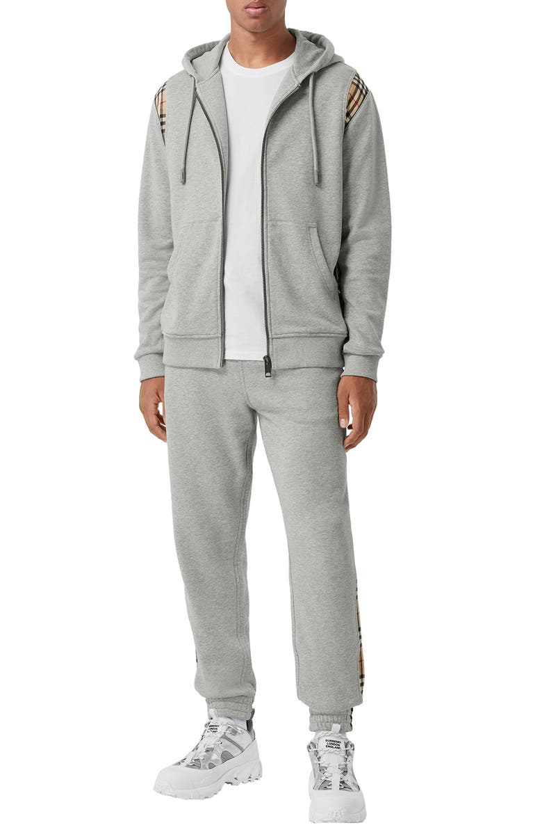 Burberry Check Panel Cotton Hoodie, Alternate, color,