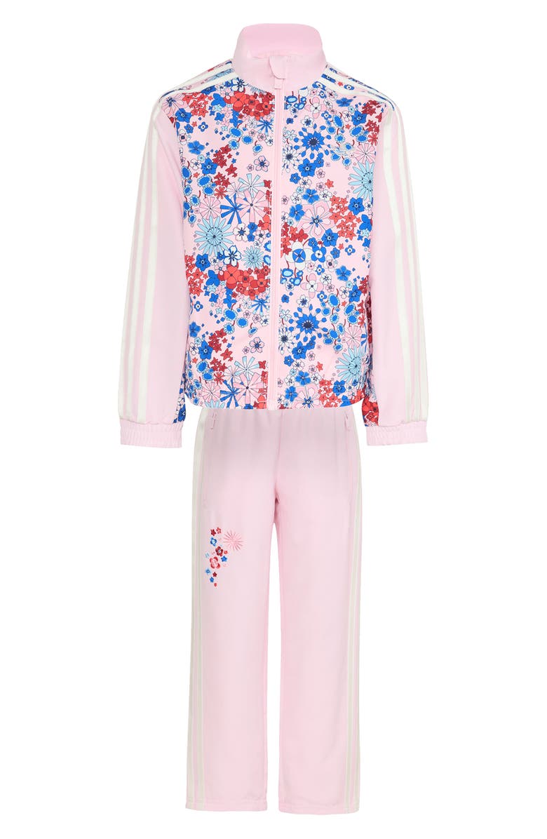 adidas Kids' Floral Print Track Jacket & Pants Set, Main, color, Clear Pink