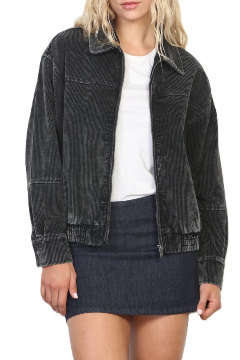 Snow Washed Corduroy Bomber Jacket, Main, color, BLACK