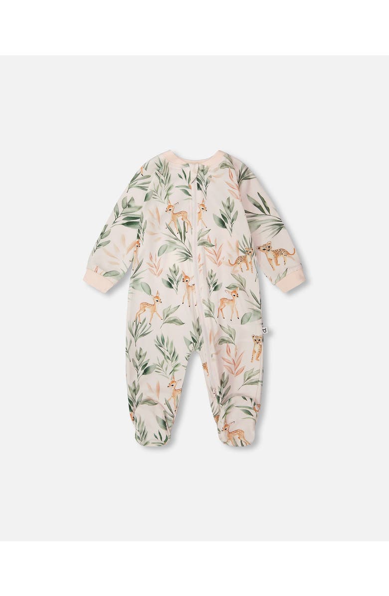 Deux par Deux Organic Cotton Jersey Animal One-Piece Pyjama, Main, color, Peach Deer Print