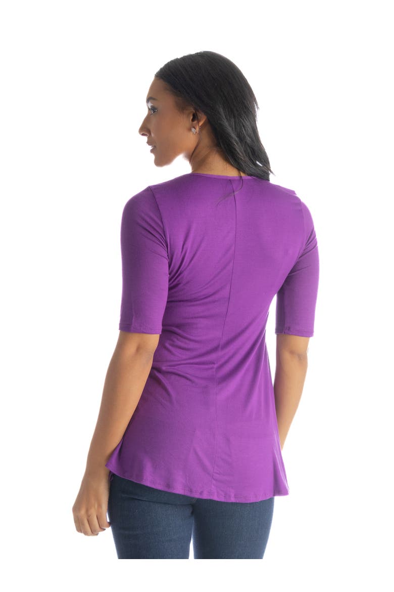 Elbow Sleeve Swing Tunic Top, Alternate, color, Purple