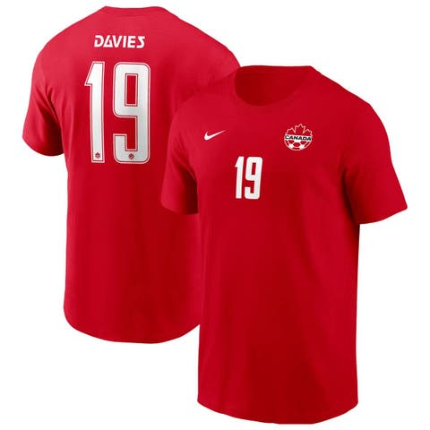 Men's Nike Alphonso Davies Red Canada Soccer Home Name & Number T-Shirt