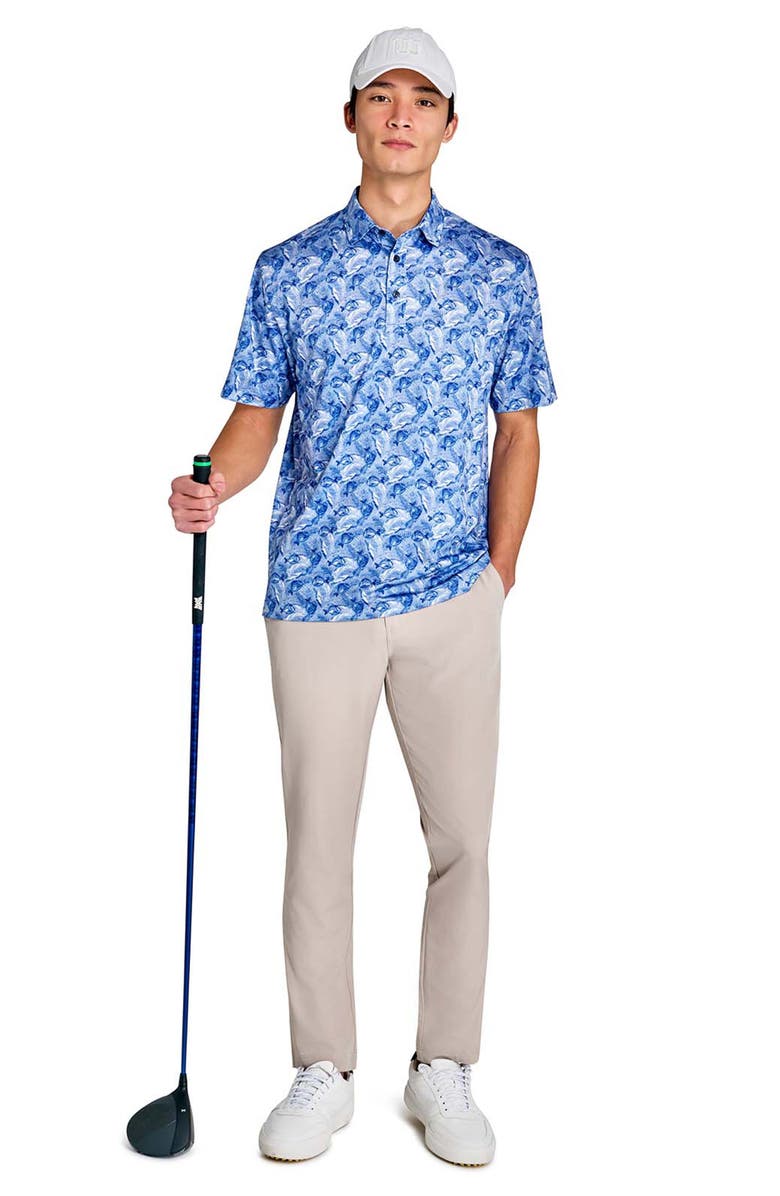 CONSTRUCT Regular Fit Fish Headphones Recycled Performance Golf Polo, Alternate, color, Navy