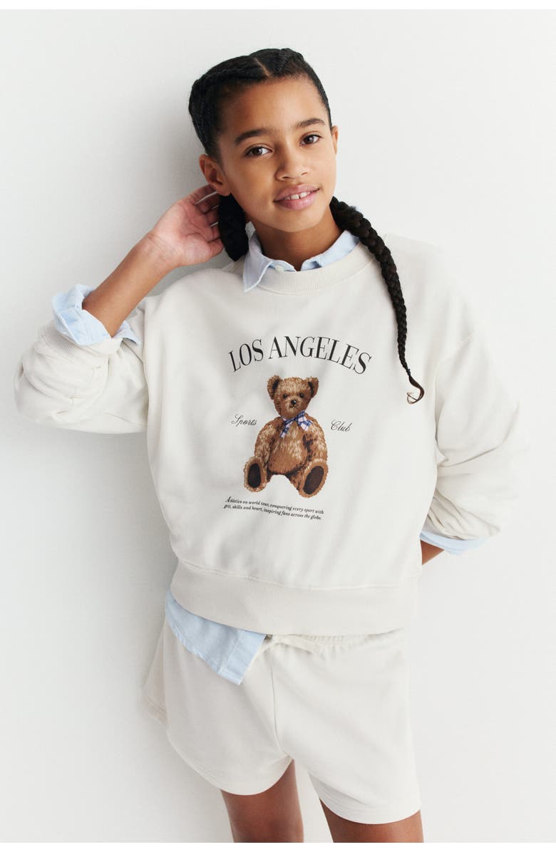 H&M 2-piece Sweatshirt Set, Alternate, color, Cream/Teddy Bear