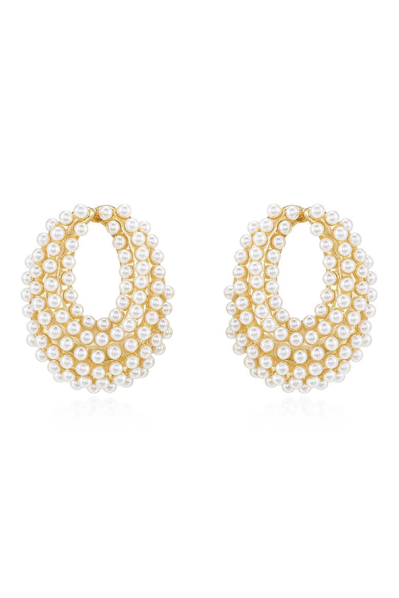 Imitation Pearl Earrings, Main, color, GOLD