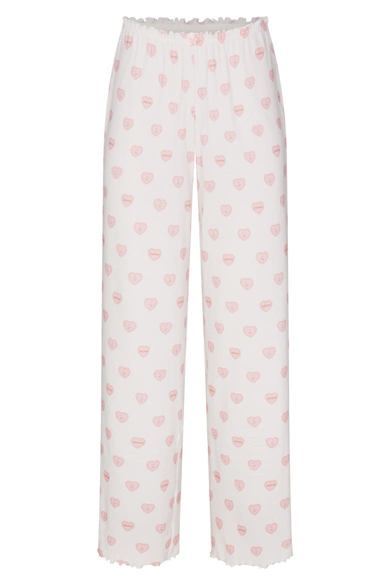 Straight Leg Pajama Pants, Alternate, color, SNOW LACE HEARTS