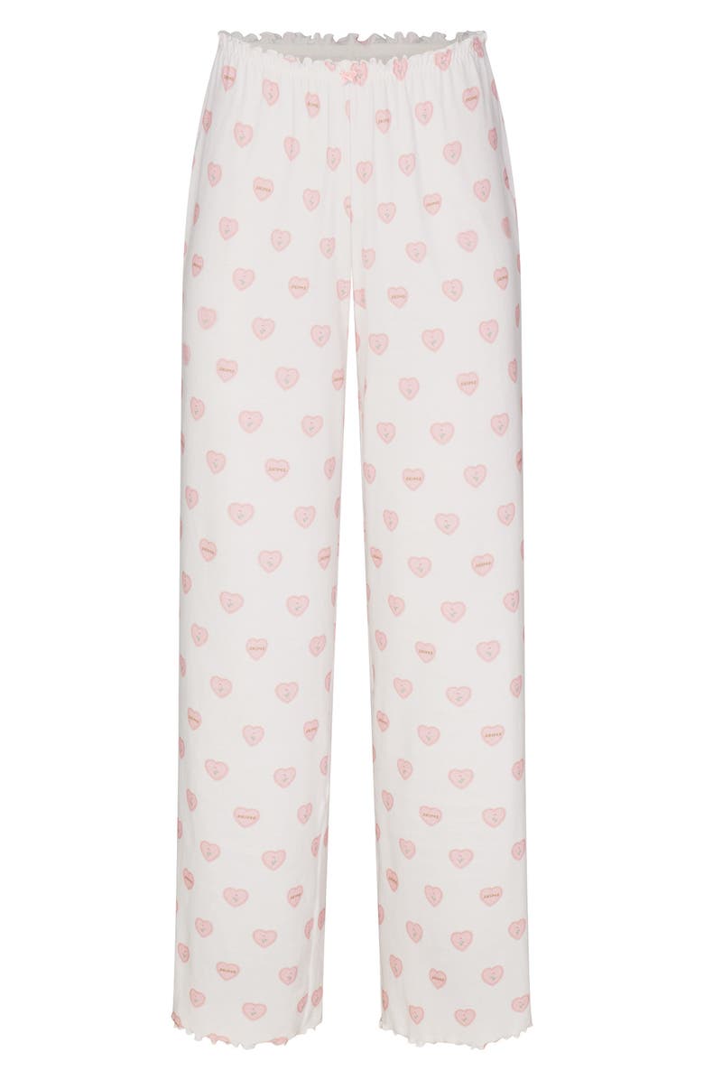SKIMS Straight Leg Pajama Pants, Alternate, color, Snow Lace Hearts