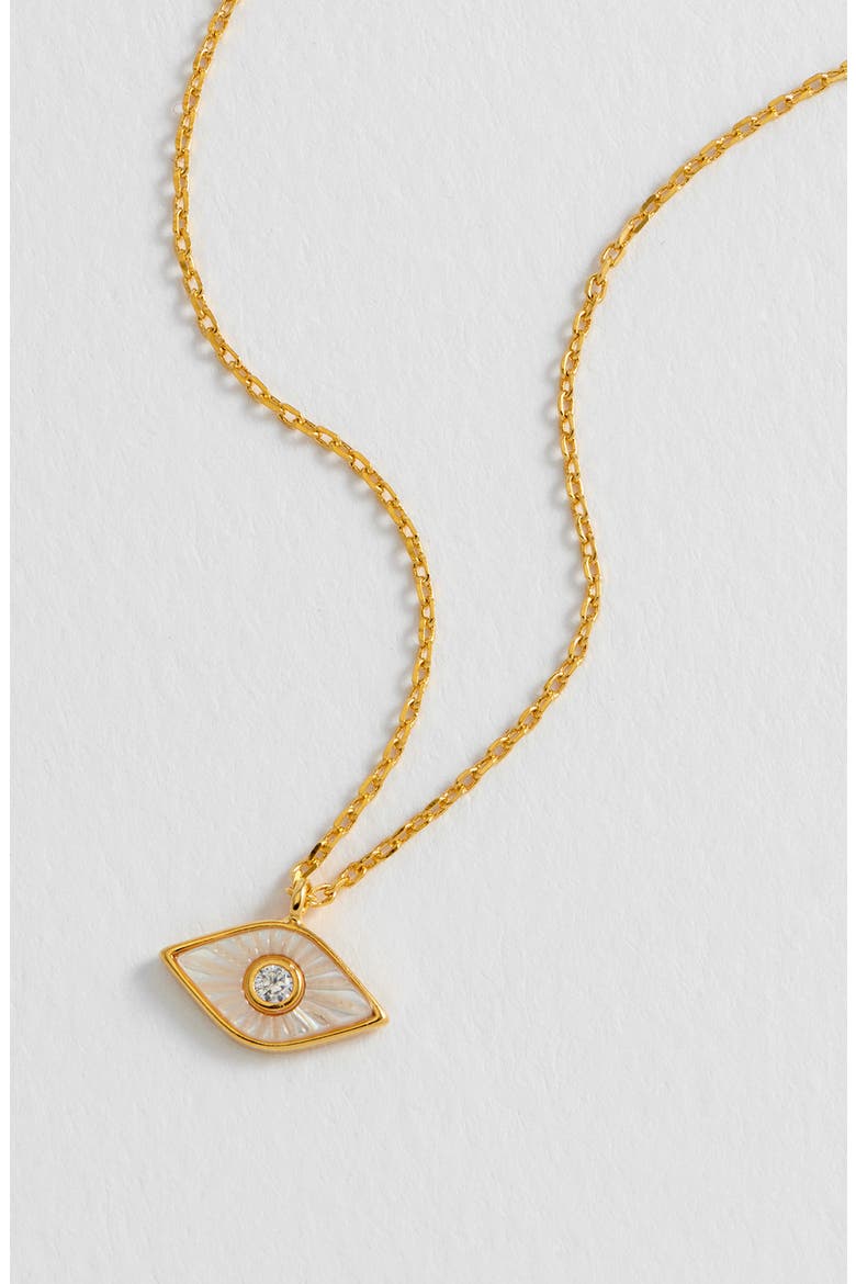 Mother-of-Pearl Evil Eye Pendant Necklace, Alternate, color, SILVER/ GOLD