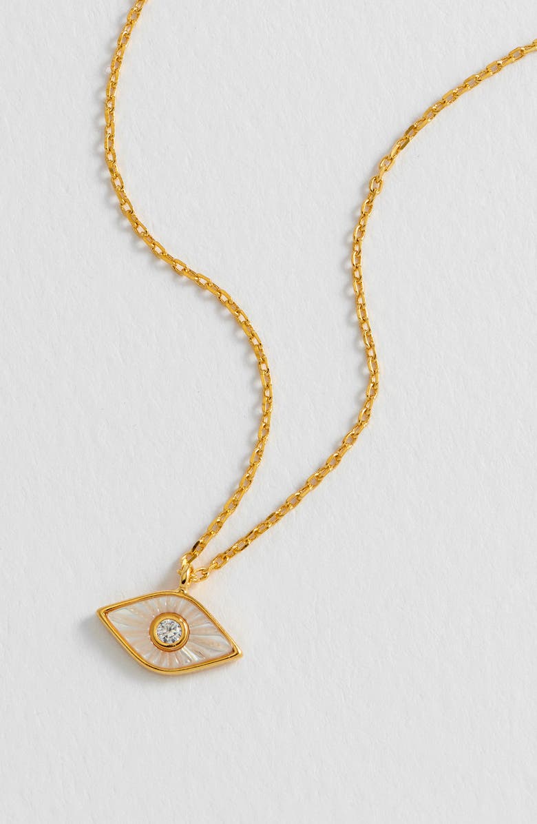 Estella Bartlett Mother-of-Pearl Evil Eye Pendant Necklace, Alternate, color, Silver/ Gold