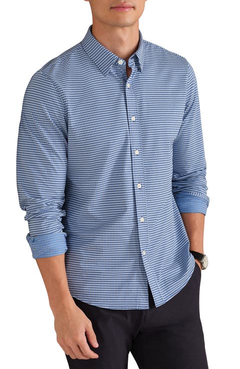 Commuter Slim Fit Gingham Check Performance Button-Up Shirt