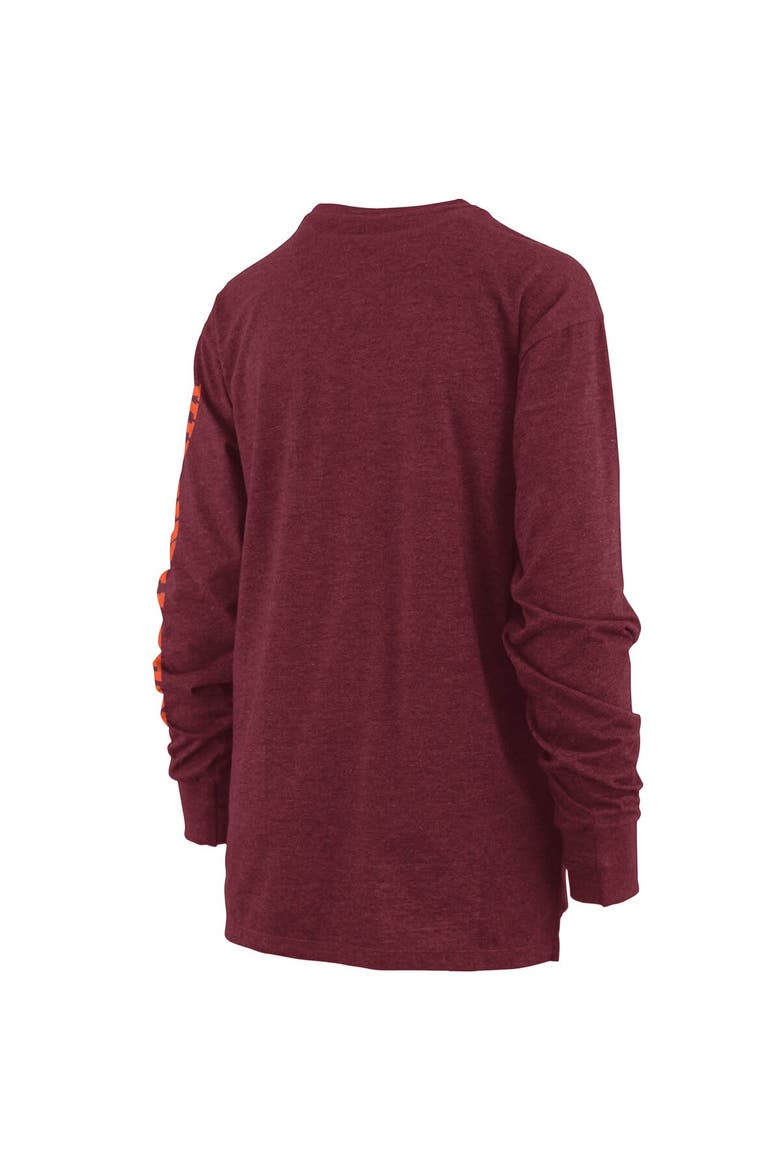 Women's Pressbox Heathered Maroon Virginia Tech Hokies Two-Hit Canyon Long Sleeve T-Shirt, Alternate, color, Maroon